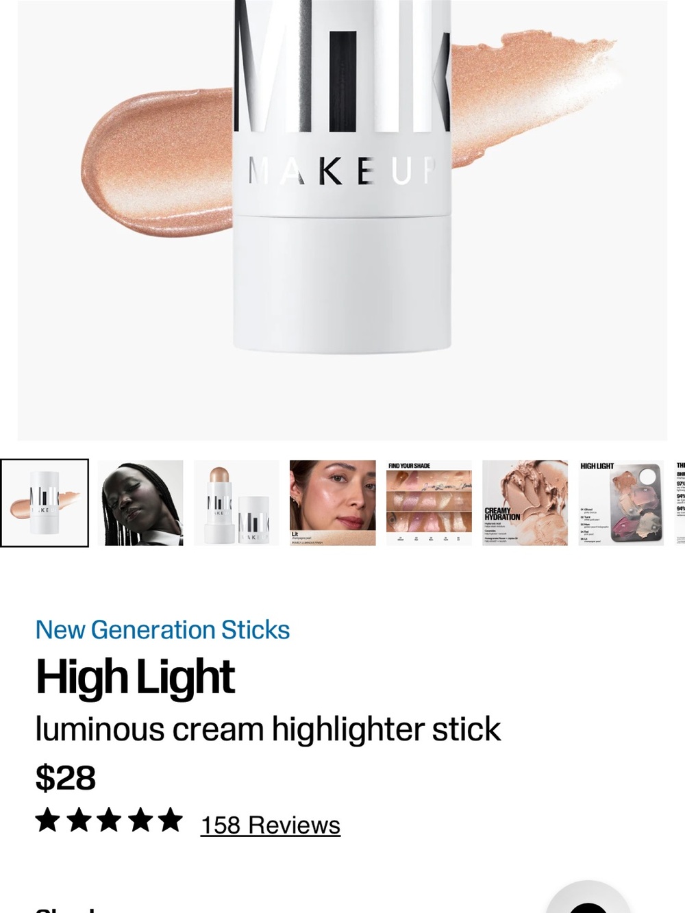 Milk Makeup High Light Cream Highlighter Stick - Champagne Glow